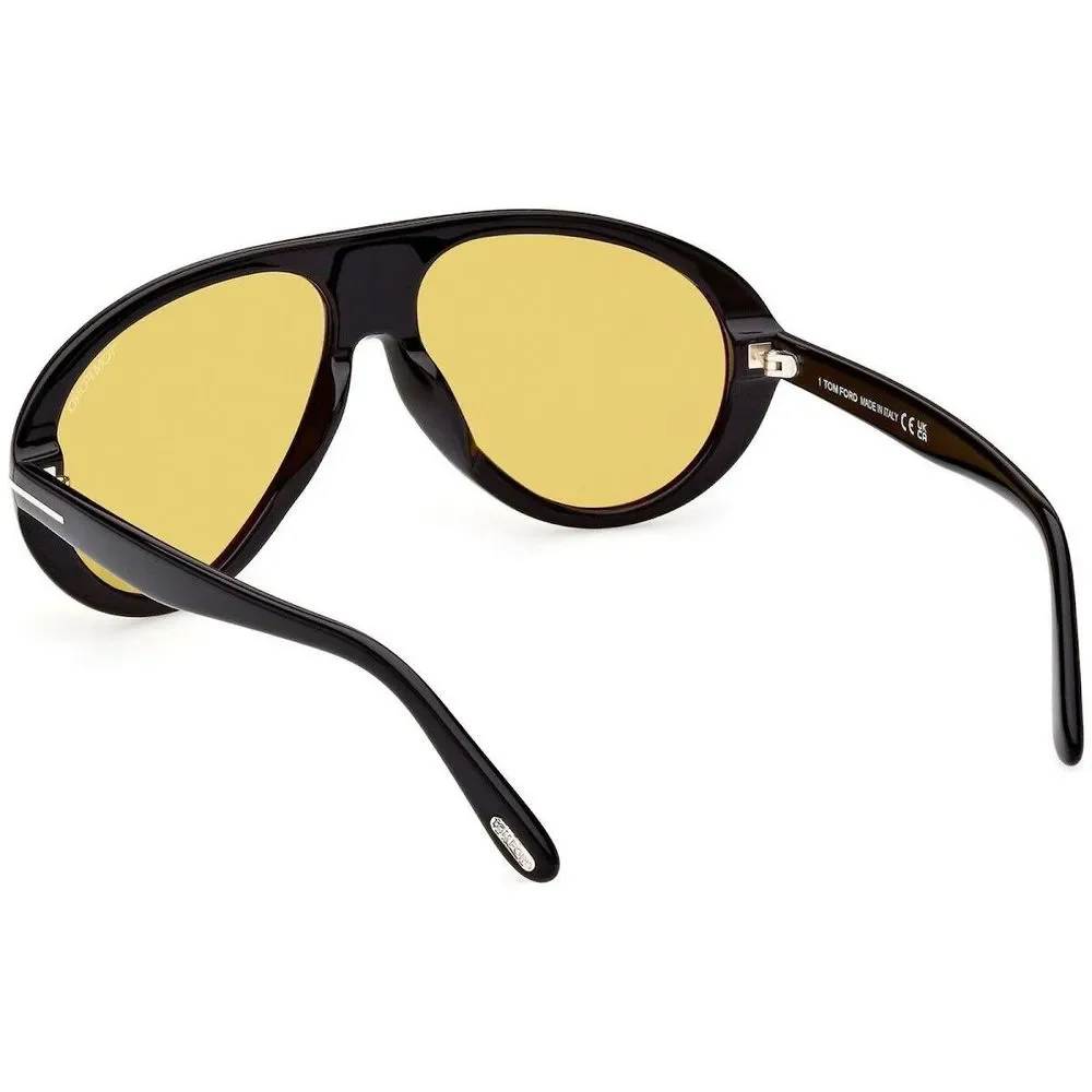 Tom Ford Black Acetate Sunglasses with Yellow Lenses